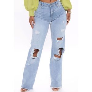 Fashion Nova Distressed High Waisted Jeans
